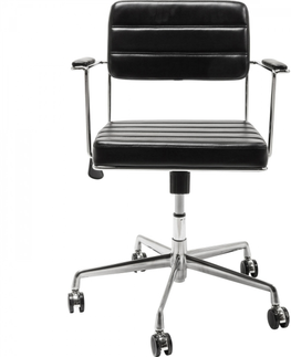 Otočné židle KARE Design Černá kancelářská židle z umělé kůže Dottore