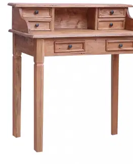 Pracovní stoly Psací stůl ze zásuvkami masivní dřevo Dekorhome Hnědá
