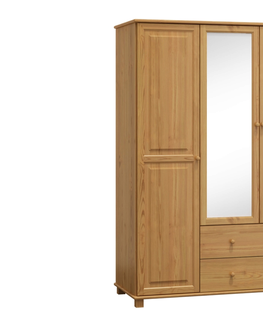 Šatní skříně Skříň 3D BHAGIRA 6, šíře 120 cm, masiv borovice, moření: olše