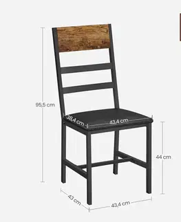 Židle SONGMICS Sada 2 jídelních židlí Vasagle Kepulo hnědá/černá