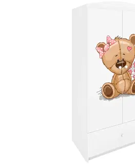 Dětský nábytek Kocot kids Dětská skříň Babydreams 90 cm méďa s kytičkami bílá