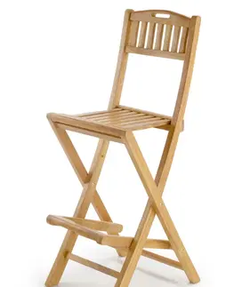 Luxusní a stylové zahradní židle Estila Stylová barová skládací židle z teakového dřeva Jardin