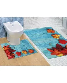 Koberce a koberečky Bellatex Sada koupelnových předložek Javorové listy 3D, 60 x 100 cm, 60 x 50 cm 