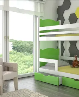 Postele ArtAdrk Dětská patrová postel MARABA Barva: Borovice / zelená