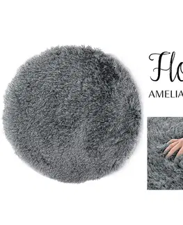 Koberce a koberečky Kulatý koberec AmeliaHome Floro tmavě šedý, velikost d80