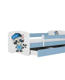 Dětské postýlky Kocot kids Dětská postel Babydreams mýval modrá, varianta 80x160, se šuplíky, bez matrace