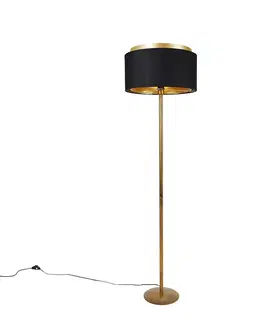 Stojaci lampy Moderní stojací lampa zlatá s odstínem černé se zlatem - Simplo