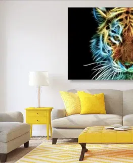 Obrazy zvířat Obraz hlava tygra v abstraktním provedení