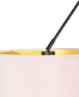 Zavesna svitidla Závěsná lampa se sametovými odstíny růžové se zlatem 35 cm - Blitz II černá