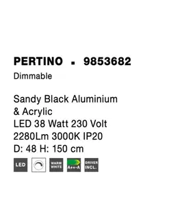 LED lustry a závěsná svítidla NOVA LUCE závěsné svítidlo PERTINO černý hliník a akryl LED 38W 230V 3000K IP20 stmívatelné 9853682