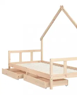 Dětské pokoje Dětská domečková postel se šuplíky Dekorhome 80 x 160 cm