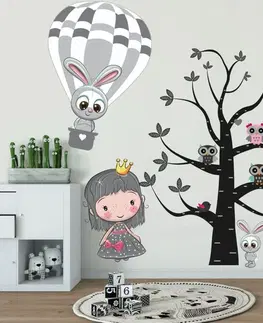 Pohádkové postavičky Rozkošná nálepka na zeď princezna Zoe a zvířátka 100 x 200 cm