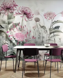 Samolepící tapety Samolepící tapeta květiny zahalené přírodou s růžovým kontrastem