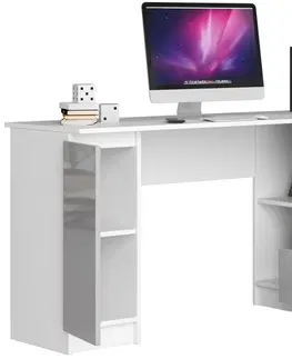 Psací stoly Ak furniture Rohový psací stůl B20 bílý/šedý pravý
