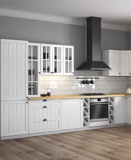 Kuchyňské linky MISAEL vysoká skříňka pro vestavnou lednici D60ZL levá, korpus bílý, dvířka borovice andersen