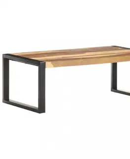 Konferenční stolky Konferenční stolek masivní dřevo / kov Dekorhome Černá
