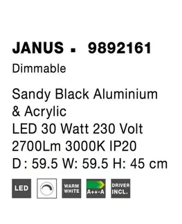 LED stropní svítidla NOVA LUCE stropní svítidlo JANUS černý hliník a akryl LED 30W 230V 3000K IP20 stmívatelné 9892161