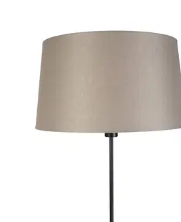 Stojaci lampy Stojací lampa černá s odstínem taupe lnu nastavitelná 45 cm - Parte
