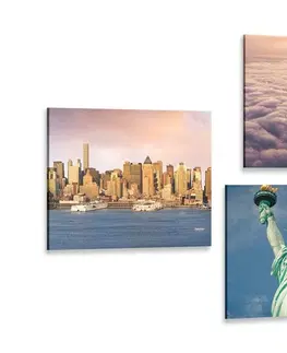 Sestavy obrazů Set obrazů New York v jedinečných barvách