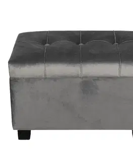 Stoličky Tmavě šedá sametová podnožka Dark Grey - 50*34*33 cm Clayre & Eef 64061SDG