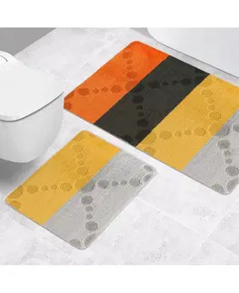 Koberce a koberečky Bellatex Sada koupelnových předložek bez výkroje Bany Paprsky oranžová, 60 x 100 cm, 60 x 50 cm