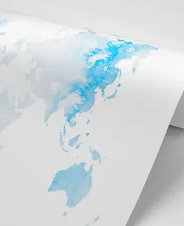 Samolepící tapety Samolepící tapeta akvarelová mapa světa ve světle modré barvě