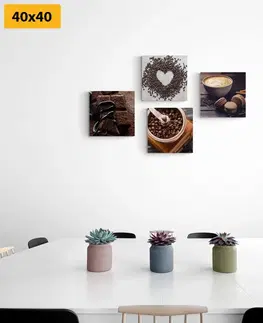 Sestavy obrazů Set obrazů pro milovníky kávy