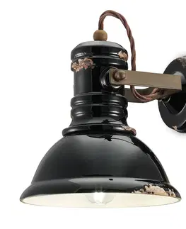 Nástěnná svítidla Ferroluce Keramické nástěnné světlo C1693 industriální černé