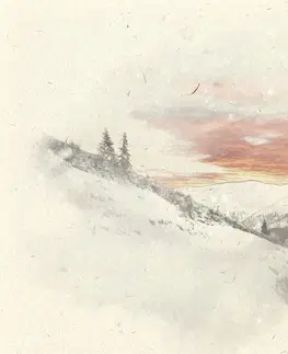 Obrazy imitace olejomalby Obraz západ slunce nad zasněženými horami