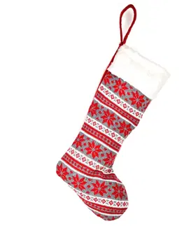 Vánoční dekorace Vánoční textilní bota pletená, 45 cm, šedá