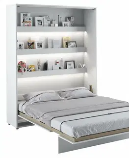 bez úložného prostoru Vysoká sklápěcí postel ve skříni dvoulůžko MONTERASSO, 180x200, bílá mat