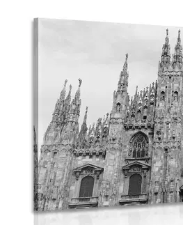 Černobílé obrazy Obraz katedrála v Miláně v černobílém provedení