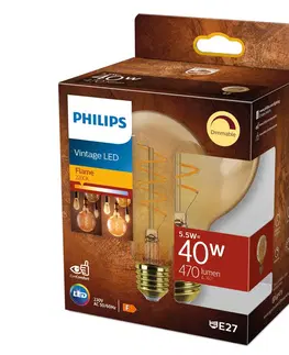 Stmívatelné LED žárovky Philips Philips E27 LED globe G95 5,5W dim 2 200K zlatá