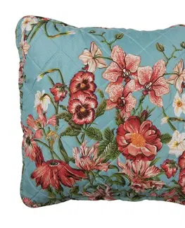 Dekorační polštáře Modrý povlak na polštář s květinovým motivem Flowery - 40*40 cm Clayre & Eef Q197.020