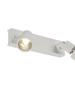 Moderní bodová svítidla SLV BIG WHITE PURI 2, nástěnné a stropní svítidlo, dvě žárovky, QPAR51, bílé matné, max. 100 W, s dekoračním kroužkem 147371