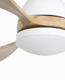 Stropní ventilátory se světlem FARO BARCELONA Stropní ventilátor Poros, LED světlo bílá / dřevo