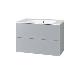Koupelnový nábytek MEREO Aira, koupelnová skříňka s keramickým umyvadlem 81 cm, šedá CN731