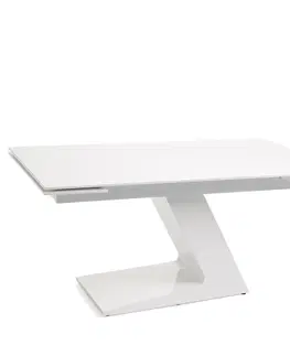 Designové a luxusní jídelní stoly Estila Bílý lesklý moderní rozkládací jídelní stůl VITO 160 (220) cm