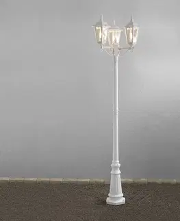 Pouliční osvětlení Konstsmide Stožárové svítidlo Firenze, 3 lucerny, bílé