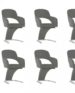 Židle Jídelní židle 6 ks samet / chrom Dekorhome Zelená