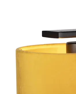 Zavesna svitidla Závěsná lampa s velurovými odstíny žluté se zlatem 20cm - Combi 3 Deluxe