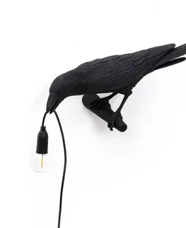 Vnitřní dekorativní svítidla SELETTI LED deko nástěnné světlo Bird Lamp levé černá