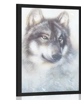 Zvířata Plakát vlk v zasněžené krajině