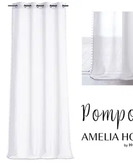 Záclony Záclona AmeliaHome Pompons II bílá, velikost 140x270