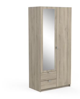 Šatní skříně Kombinovaná skříň ZOLI 2 se zrcadlem 2D2S, dub kronberg