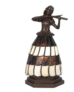 Svítidla Stolní Tiffany lampa Violoniste - 13*13*26 cm E14/max 1*25W Clayre & Eef 5LL-6047