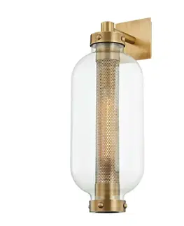 Moderní venkovní nástěnná svítidla HUDSON VALLEY venkovní nástěnné svítidlo ATWATER mosaz/sklo mosaz/čirá E27 1x13W B7033-CE