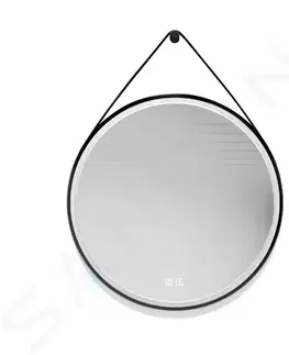 Koupelnová zrcadla Kielle Idolio Zrcadlo s LED osvětlením a vyhříváním, průměr 59 cm, černá 50324004