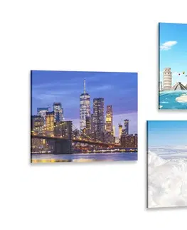 Sestavy obrazů Set obrazů výhled na mrakodrapy ve městě New York