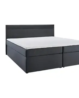 Americké postele Boxspring postel s topperem Rosa, 180x200 Cm, Tmavě Šedá